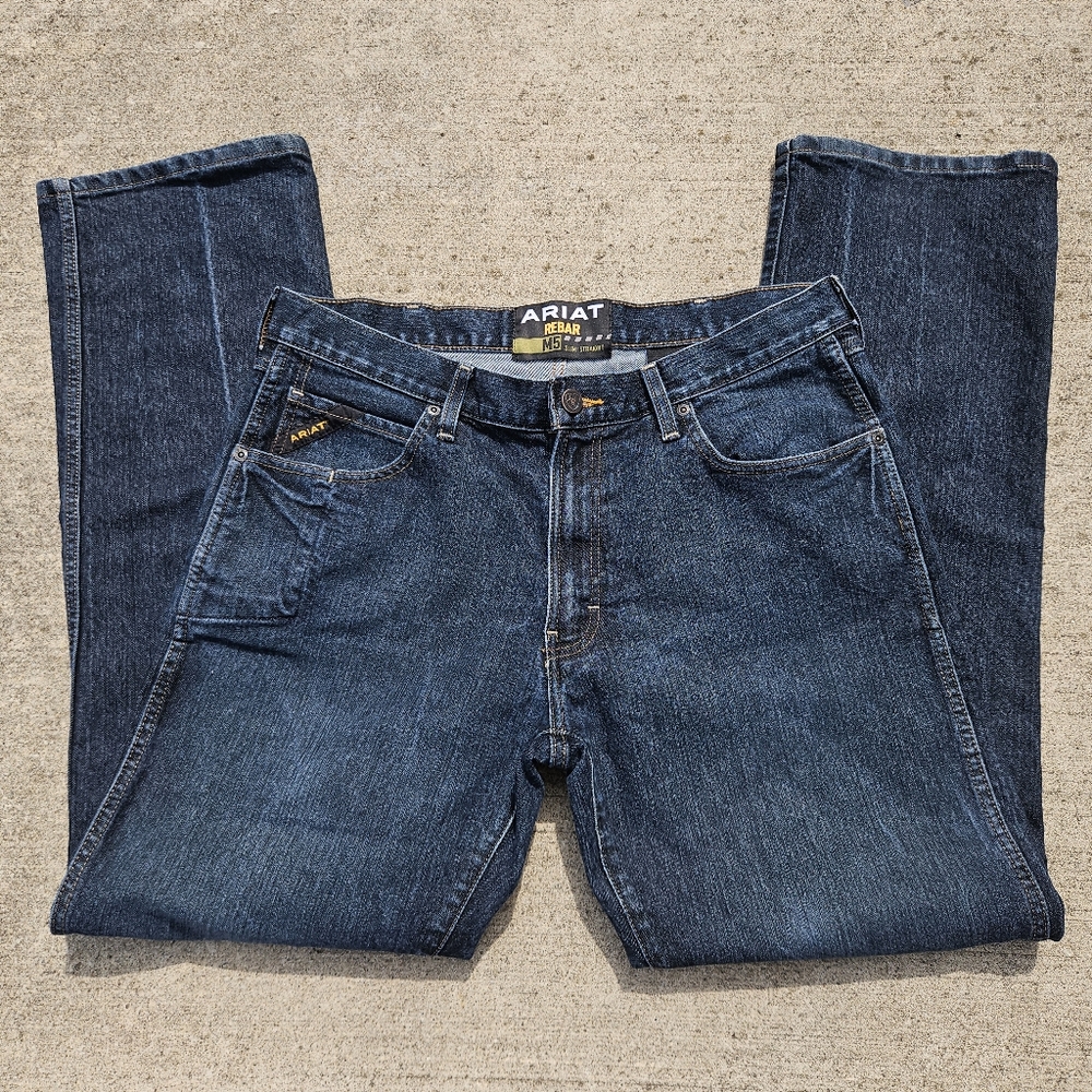 Ariat Rebar M5 Men's Slim Straight Leg Blue Jeans 36 34 36x34 - Picture 7 of 8